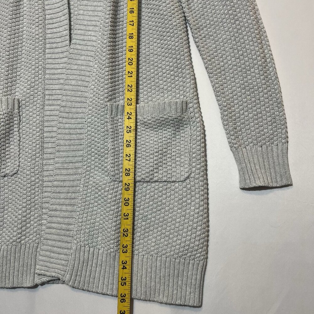 Max Studio Women’s Waffle Knit Sweater Cardigan Medium Size Gray Cotton Blend - Picture 6 of 7